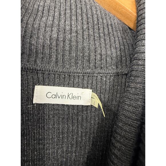 Calvin Klein Sweater Dress Womens Gray Knit Ribbed Turtle Neck Size Large - Picture 2 of 4